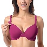 Gratlin Damen Still BH mit Bügel Gepolstert Schwangerschafts BHS Stütz Umstands BH Komfort Vollschalen Cups Magenta Violett 90B