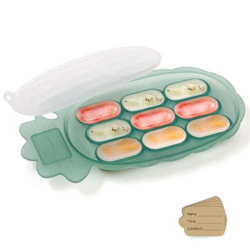 Image of haakaa Silicone Nibble Freezer Tray -Breastmilk Teething Popsicle Mold - Baby Fruit Food Feeder Teether Tray - Baby Food Maker - Ice Cube Tray - 4 Months+ Babies - BPA Free Silicone -Pea Green