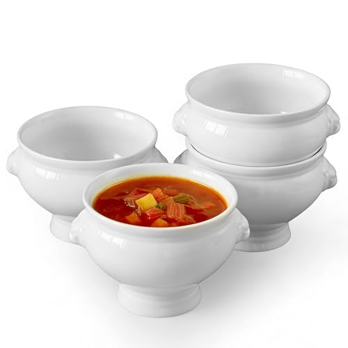 Image of Cinf Lion Head Ceramic Bowls Set of 4, 20 oz Soup & Cereal Bowls
