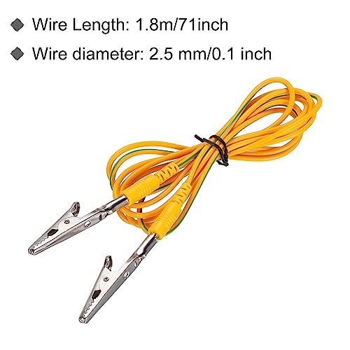 Image of MECCANIXITY ESD Grounding Cable Cord with Alligator Clip 1.8m /71 inch Long Yellow Anti-Static Ground Wire Cable Clip for Eliminate Conductor Electrostatic, Pack of 2