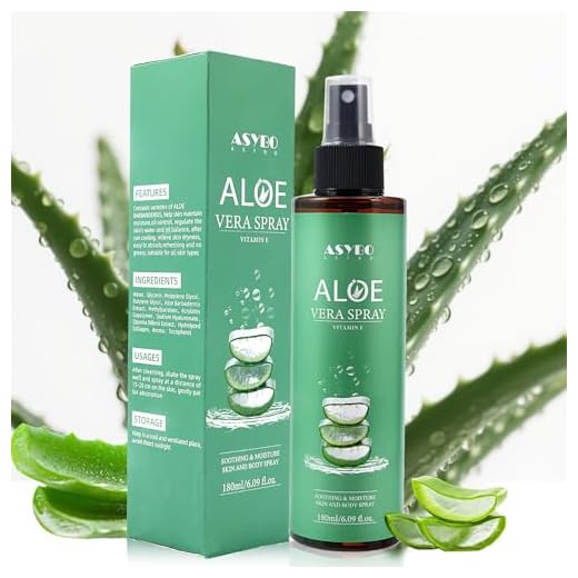 ASYBO Spray de aloe vera 180 ml – 99% orgánico puro aloe vera spray para cara, cuerpo y cabello, crema hidratante facial después del sol con vitamina E, rápida absorción