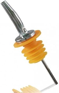 Set of 6 Large/Oversized Neck Chrome Liquor Pourer w/Signature Party Picks