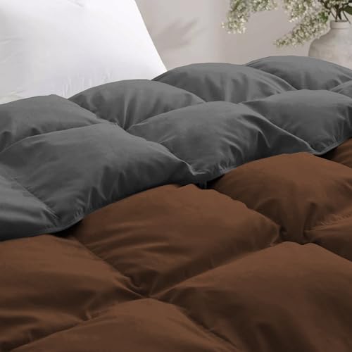 Image of Fluffy 600 GSM Winter Comforter King Size 90 inchX106 inch - 600 GSM Heavy Winter Quilt Microfiber Rajai /Duvet /Blanket Super Soft King Size - Chocolate Brown /Dark Gray Color