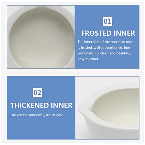 3.55Inch Porcelain Mortar And Pestle, Ceramic Mixing Grinding Bowl Set, Crusher Diy Tool For Kitchen #TOP4