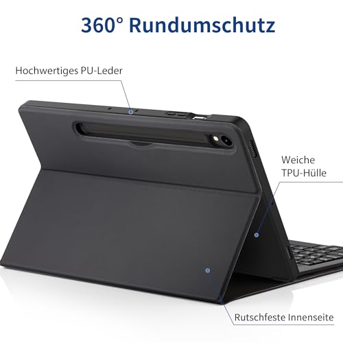 EasyAcc Tastatur Hülle für Samsung Galaxy Tab S10 Lite/S10 FE/S9 FE/S9 – Ansicht 5