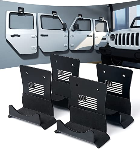 Lupar Storage Door Hangers Compatible with 1956-2024 Jeep Wrangler America Flag Wall-Mounted Removable Door Storage Holder with Rubber Lining - 4PACK