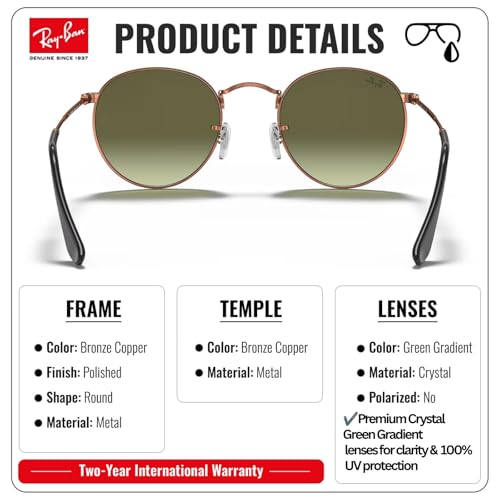 Image of Ray-Ban RB3447 ROUND METAL Round Shaped Sunglasses for Men with Official RAYBAN Eyewear Kit