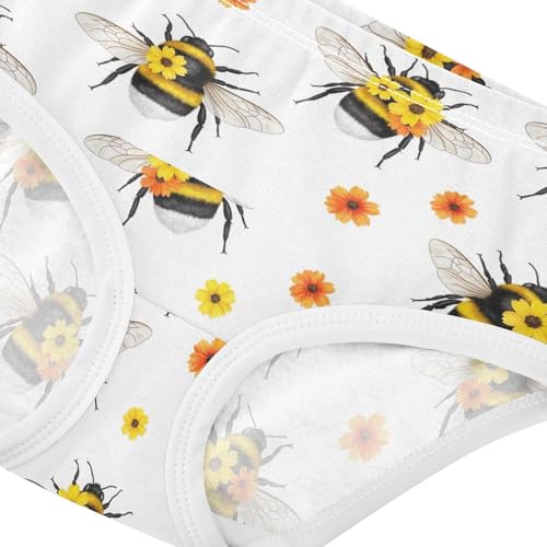 Joisal Yellow Bees Flower White Panties Little Girl Girls Underwear Toddler Cotton Designer Briefs Kids Undies 2t4