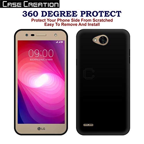 Image of Case Creation Compatible for LG X Power 2 2018 Back case, for LG X Power 2 Slim Flexible Smart Look case with 360 Camera All Angle Protection (Pure Black)
