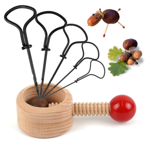 O-Kinee 6-teiliges Kastanien Handbohrer Kinder Set, Kastanienbohrer(1,5-5 mm) + Kastanienhalter, Nagelbohrer Handbohrer Basteln Set, Kastanien Bastelset Kinder für Einfach Löcher in Kastenien Bohren O-Kinee 6-teiliges Kastanien Handbohrer Kinder Set, Kastanienbohrer(1,5-5 mm) + Kastanienhalter, Nagelbohrer Handbohrer Basteln Set, Kastanien Bastelset Kinder für Einfach Löcher in Kastenien Bohren