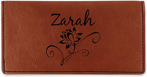 RNK Shops Personalized Lotus Flowers Leatherette Checkbook Holder - Single Sided