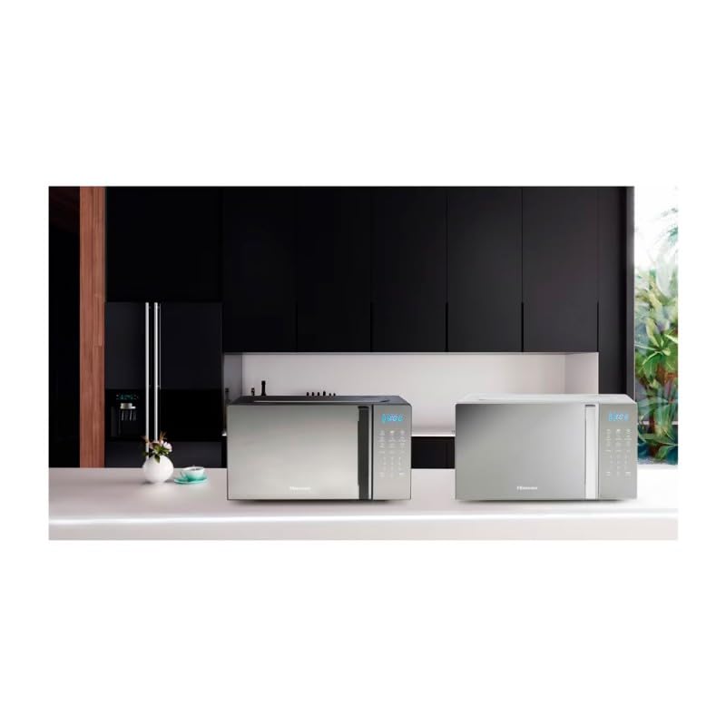 Hisense, H20MOMBS4HG kuchenka mikrofalowa 20 litrów, otwór drzwi po lewej stronie, wyświetlacz LED z przyciskami, 9 funkcji, 700 W, grill rurowy, kolor lustra