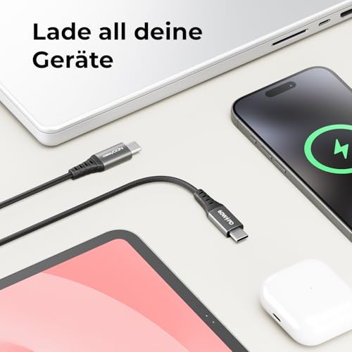deleyCON 0,15m USB C Kabel PD 3.0 PPS (60W Schnellladekabel) Kurzes 15cm USB-C auf USB-C Ladekabel für iPhone 17 16 15 Pro Max Air Galaxy S25 S24 S23 Pixel iPad Pro MacBook Air Pods Tablet Switch PS5