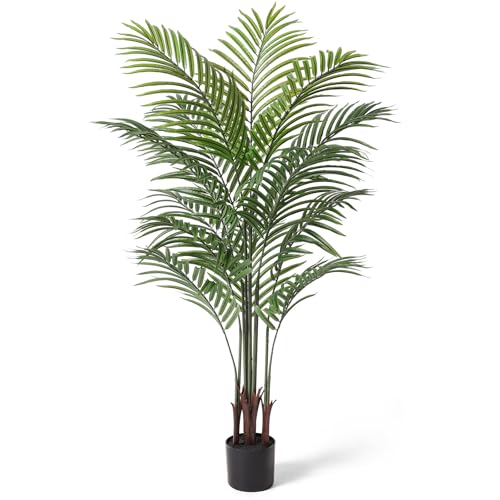 Artificial Areca Palm Plant 5Ft Fake Tropical Palm Tree, Perfect