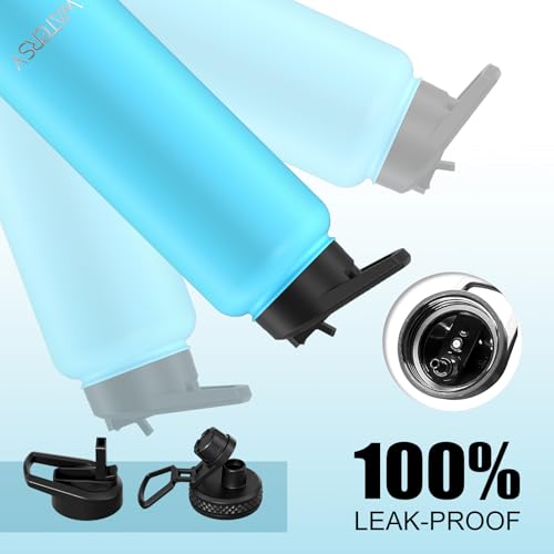 Image of 40oz Insulated Water Bottle (Cold for 48 Hrs),BPA Free&Leak Proof,Stainless Steel Water Flask,Water Jug with Straw Spout Lids for Gym,Hiking,Travel,Sky Blue