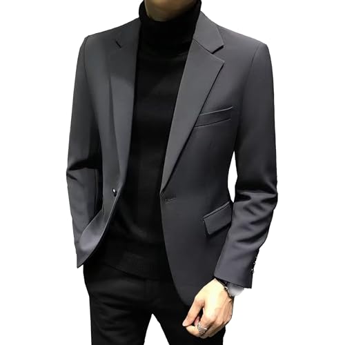 Mens Classic Business Blazer Jacket One Button Slim Fit Formal Suit Jacket Fashion Dress Coat for Wedding Prom