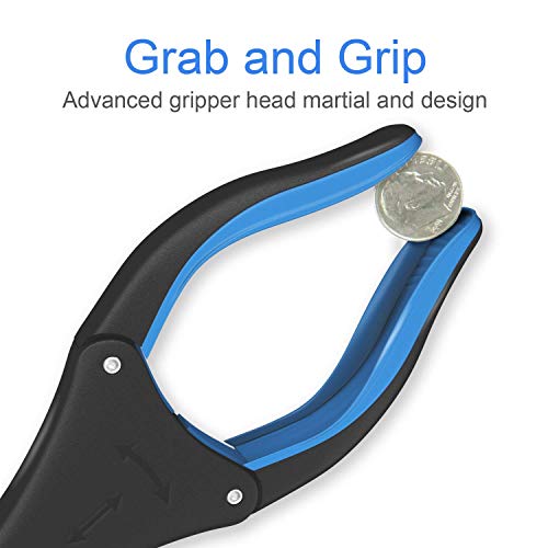 Image of FitPlus 2024 Upgrade PowerGrip T9, Grabber Reacher Tool, Wide Jaw, Foldable, Steel Cable, with 96 Grip Points for Firm Grip, 36 inch with Magnet (Blue, 36 Inch)