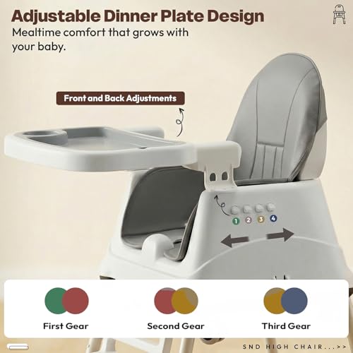 Image of StarAndDaisy High Chair for Baby /Baby Feeding Chair for 0 to 5 Years with 4 in-1 Multifunctions /High Chair with Height Adjustable,Wheels, Detachable Tray & 3-Point Safety Belt. (Grey)