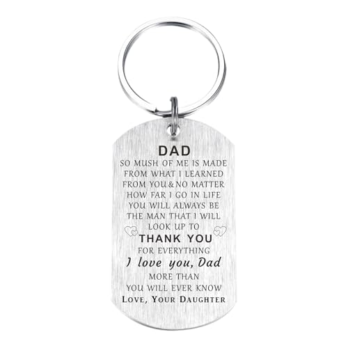 CPLJW Fathers Day Dad Gifts from Daughter, I Love You Daddy, Thank You Daddy for Fathers Day & Birthday Keychain Gifts