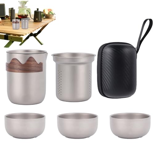 Kit tazas de té para camping en titanio ultraligero y resistente para exteriores