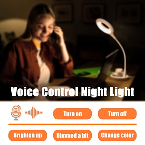 Gneng Led Usb Night Lights,3 Colors Usb Reading Lamps With Voice Control,Smart Led Desk Lamp For Home Office Room Table Reading #TOP1