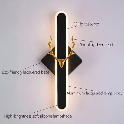 Lámpara de pared sin cables LED de ciervo negro para iluminar zonas sin enchufes 5