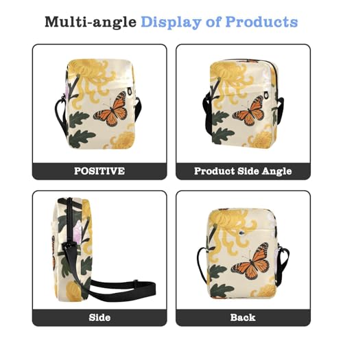 Autumn Peony Butterfly small messenger bag for women shoulder bag men Casual Womens Purse Adjustable Strap for Casual work4