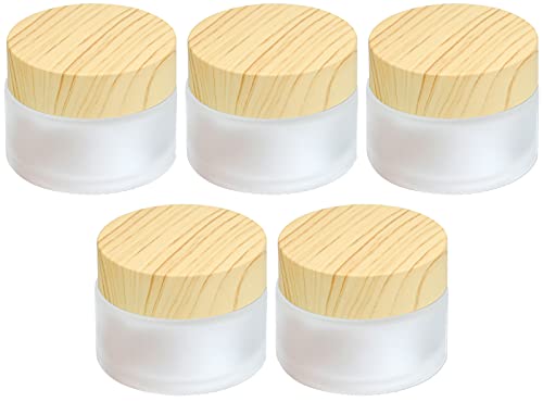 Winfred 5 Pcs Pot Cosmétique Vide, 30 g Bocaux en Verre de Crèmes Boite Échantillon Cosmétique Petit Pot de Voyage avec Couvercle