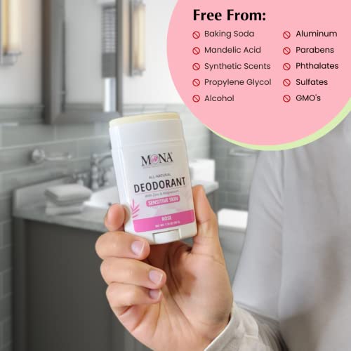 Image of MONA BRANDS All Natural Deodorant For Women & Men | For Sensitive Skin | No Aluminum or Baking Soda | (2-Pack ROSE 1.76 Oz each)