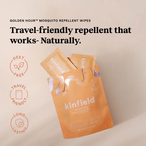 image for Kinfield Golden Hour Wipes - Natural, Long-Lasting Insect Repellent fo