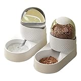 clinmday 1 Set 2000ml Cat Food Feeder,Dry Wet Separation Large Capacity Durable Safe Anti Overturning,for Small or Medium Size Dogs Cats Pet Supplies White Sets