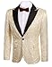 Coofandy Mens Floral Party Dress Suit Stylish Dinner Jacket Wedding Blazer One Button Tuxdeo Golden US XXL