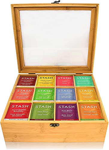 Stash Tea Bags Sampler Assortment Box - 80 COUNT - Perfect Variety Pack in Bamboo Gift Box - Gift for Family, Friends, Coworkers