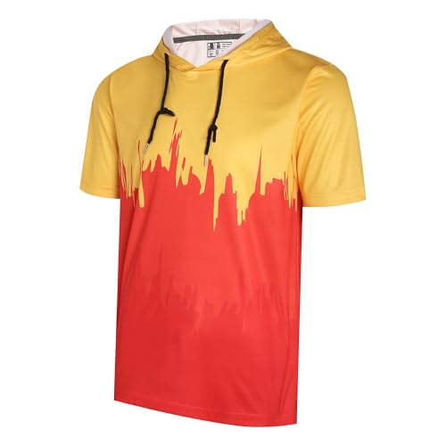 DEHANER Dry Fit Short Sleeve Hoodies For Men Workout Gym Athletic Pullover T-Shirts Lightweight Sweatshirts