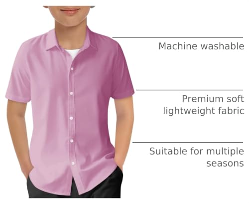 Image of Haloumoning Boys Short Sleeve Dress Shirts Button Down Formal Uniform Shirt