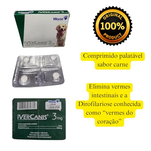 Antiparasitário eficaz contra pulgas, carrapatos, vermes, sarnas, dermatite e ácaros. Blister com 4