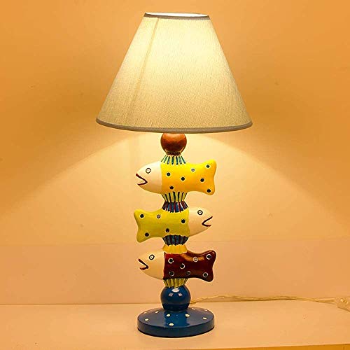 Lampe de table E27 dessin animé trois poissons pour chambre d'enfant