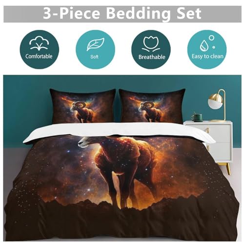 Parure de lit chèvre king anti-plis en microfibre douce 3 pièces