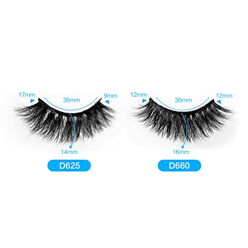 3D & 4D Mink Fur False Eyelashes Pack Of 2 Pairs,100% Natural Soft Curl Genuine Siberian Mink Hair Hand-Made Luxury Fashion Fake Lashes In Premium Box Package With Mirror & Tweezer #TOP2