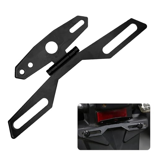 CCNU Motorcycle License Plate Bracket, Adjustable Motorbike Fold License Plate Tail Light Mount Holder, Rust-Proof Scratch-Resistant Metal Mount Universal for Scooter ATV Dirt Bike, Car Accessories