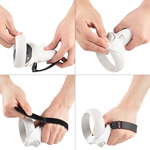 eekria Touch Controller Grip Cover kompatibel mit Mate / Oculus Quest 2, VR Anti-Throw-Griff Silikonhülle mit verstellbarer Handschlaufe, Controller-Kappen (weiß) - Image 7