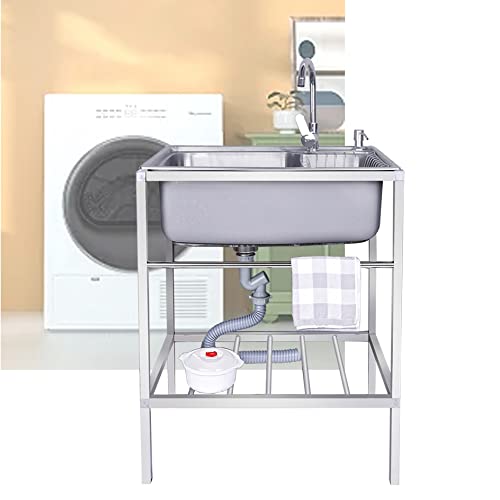 Évier utilitaire en acier inoxydable avec robinet pour cuisine et garage