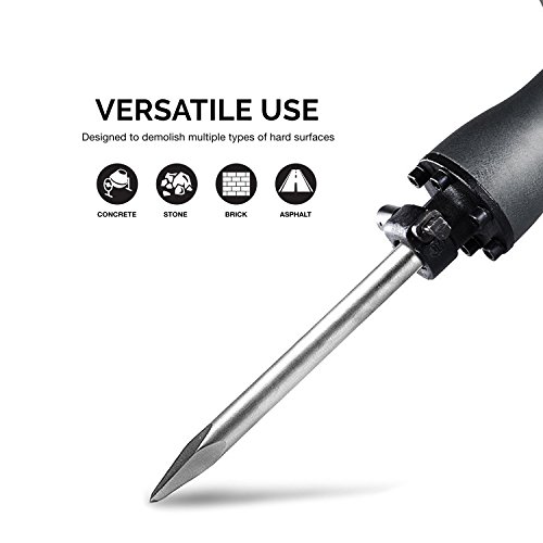 Tooluxe 02625 Demolition Jack Hammer Bit Set, Chromium-Vanadium Steel | Flat Tip and Bull Point Chisels - Thumbnail 4