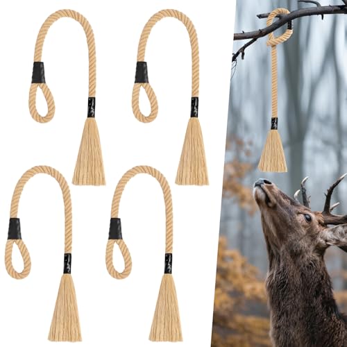 MJZ 4 Pcs Deer Scent Rope, 31 Inch Cotton Mock Scrape Rope for Deer, Highly Absorbent Long-Lasting Deer Rope for Hunting Accessories Essentials