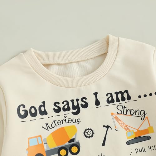 Fernvia Toddler Boy Fall Winter Clothes God Says I Am Long Sleeve Pullover Sweatshirts + Solid Joggers Pants Outfits Set4