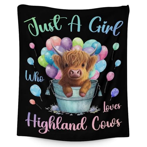 Highland Cow Blanket Gifts - 40x50 Inches Cute Throw Blanket for Girls - Colorful Soft Fuzzy Blankets for Bed, Couch & Living Room