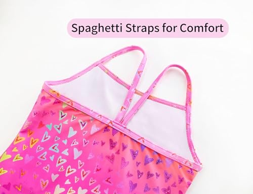 Girls Bathing Suits Colorful Swimsuits with UPF 50 + Sun Protection Sleeveless Toddler Kids One Piece Swimwear4