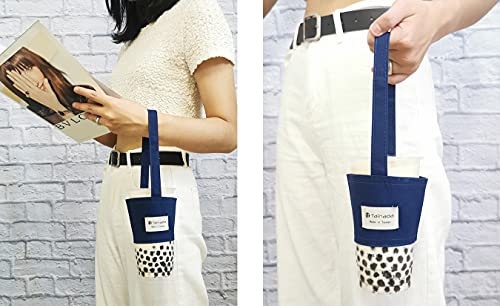 Image of Portable Coffee & Boba Cup Holder Strap (2 Pcs Set) (Navy Blue)