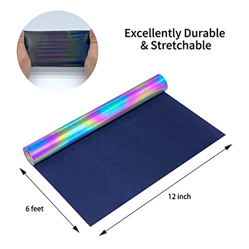 Lukgelyam Reflective Heat Transfer Vinyl Htv Vinyl 12In X 6Ft Reflective Rainbow Iron On Vinyl For T-Shirt Holographic Chameleon Htv Vinyl For Cricut And Silhouette Cameo(Rainbow Reflective) #TOP1