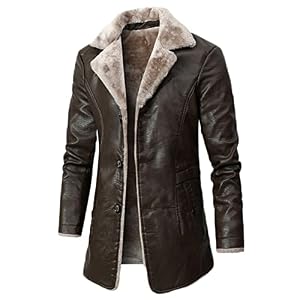 Sawmew Heren Bontjas Leren Sherpa Jas Winter Warme Jas Parka Bomber Leren Jas